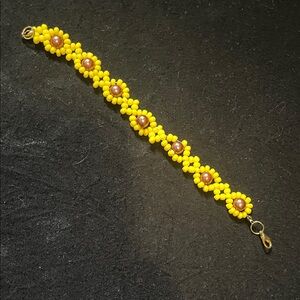Yellow Beaded Bracelet with Gold Accents